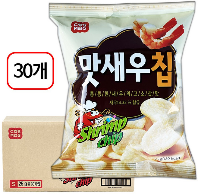 코스모스제과 맛새우칩, 25g, 30개