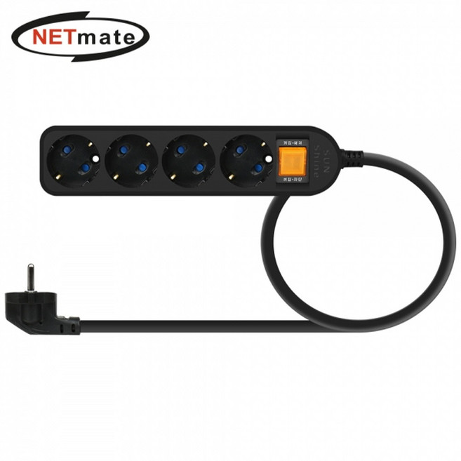 강원전자 넷메이트 NM-SB415 SAFE 멀티탭 4구 접지 1.5m (블랙), 1개, 블랙