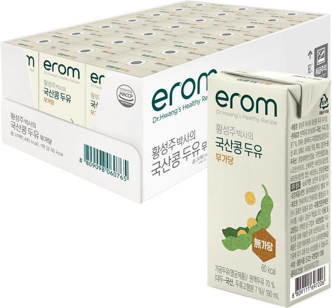이롬 황성주 박사의 국산콩 두유 무가당, 190ml, 24개