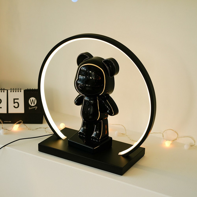 41cm 원형 무드등 + 29cm 대형 석고방향제 토이베어 인테리어 집들이선물 개업선물 수유등 디퓨저, 블랙 무드등 제나베어, 블러쉬 핑크, 위스퍼스