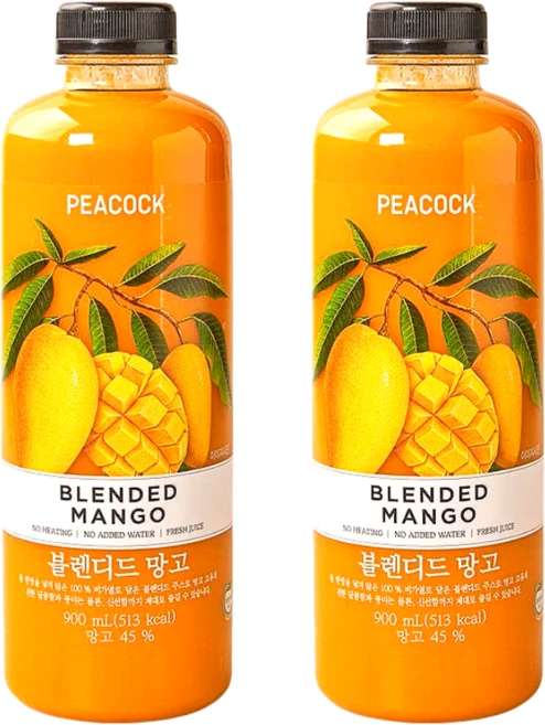 피코크 블렌디드 망고주스, 2개, 900ml - 쿠팡
