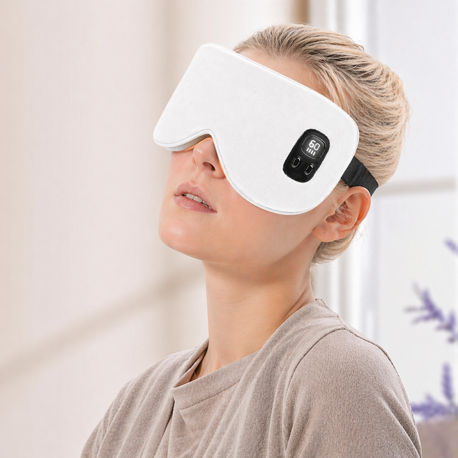 HULULU 온열 눈마사지 안대 무선 USB충전 세탁가능 수면용 눈찜질 아이케어, 화이트, A1