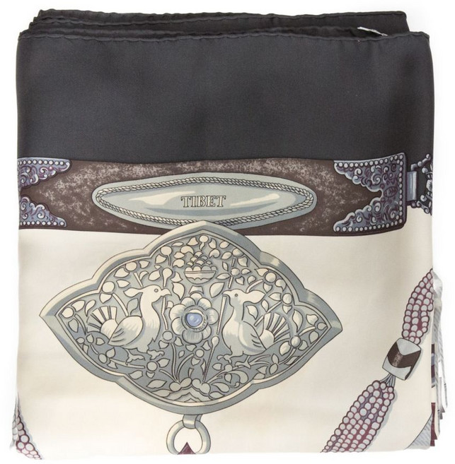 에르메스 중고 1999 티벳 프린트 실크 스카프