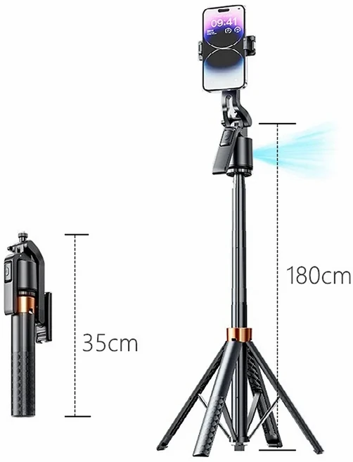 180cm70.9인치 얼굴 추적 360 ° 회전 짐벌 안정기 셀카봉 모바일 카메라용 지능형 홀더 삼각대 GoPro, 01 Q13-BK