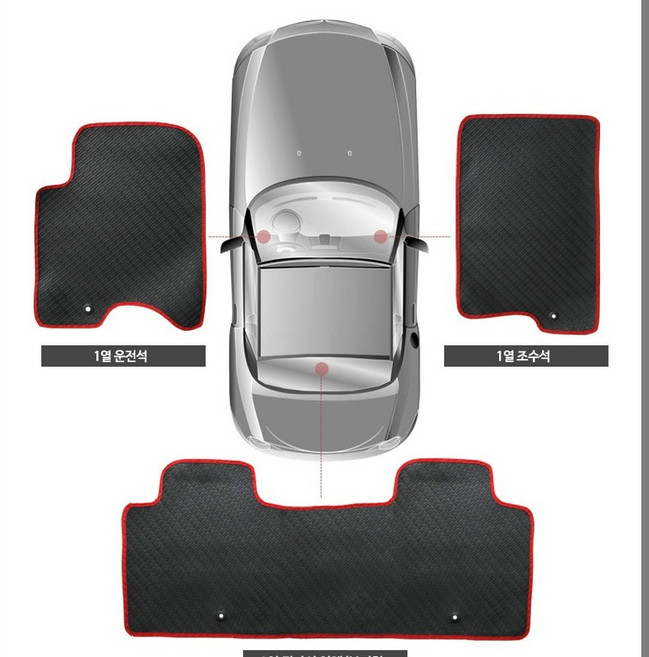 늘원 K3 친환경 자동차 발매트 세트, 검정테두리, 1)운전석+조수석