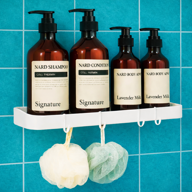 루이자몰 무타공 욕실선반 샴푸 거치대, 1개, 화이트