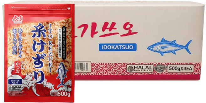 다이키치 프리미엄 토핑용 이도가쓰오부시 500g 업소용 육수 재료 신선한 일본산 가쓰오부시, 4개