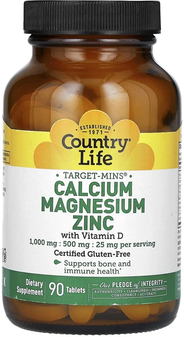 Country Life 칼슘 마그네슘 아연 비타민D 함유 90정, 1개 - 쿠팡