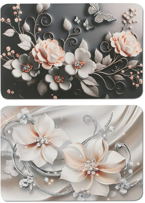 투데이리빙 1+1 빨아쓰는 플라워 규조토 발매트 욕실 주방 화장실 워셔블 논슬립 매트, 2개, R98600A(블랙+화이트