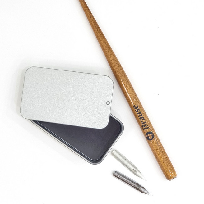 브라우스 닛코G 펜촉 케이스 세트 닙 딥펜촉 캘리그라피, 2.펜대_브라운