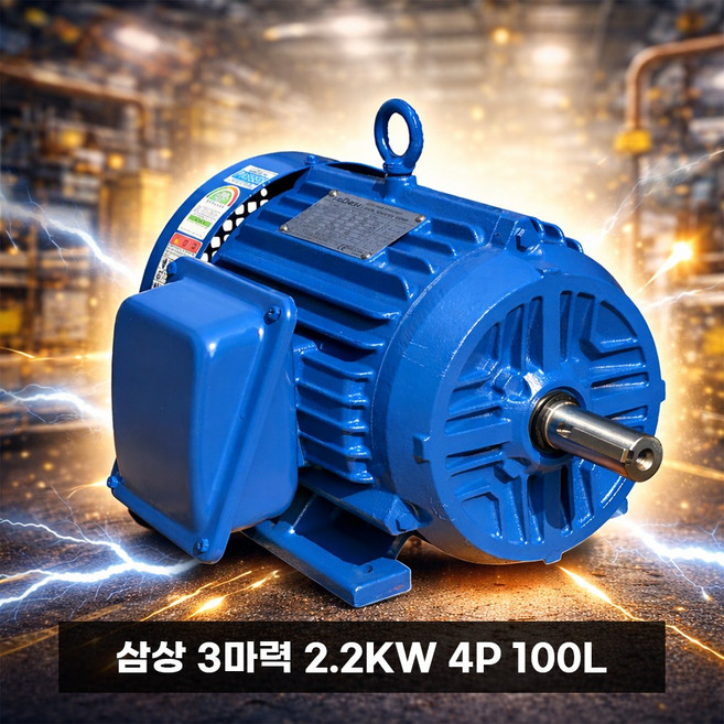 하이젠모터 콤프레샤 모터 교체수리용 부품 삼상 3마력 2.2KW 4P 100L 삼상유도전동기 수평