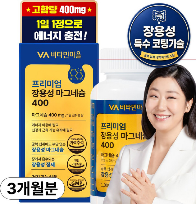 비타민마을 프리미엄 장용성 마그네슘 400 90g, 90정, 1개
