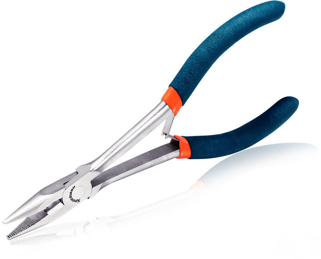 SPEEDWOX 롱 노즈 플라이어 롱 리치 6인치 미니 와이어 커터 측면 절단으로 좁은 영역에 도달하기 어려운 미세 플라이어 톱니 모양 턱 높은 레버리지로 주얼리 제작 도구 제작, 1개