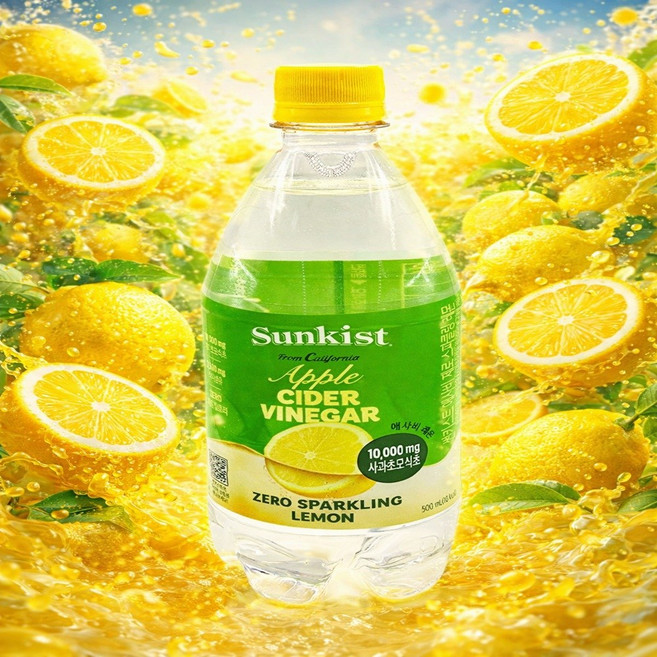 썬키스트 애사비 제로 스파클링 레몬맛 500ml 낱개판매, 24개