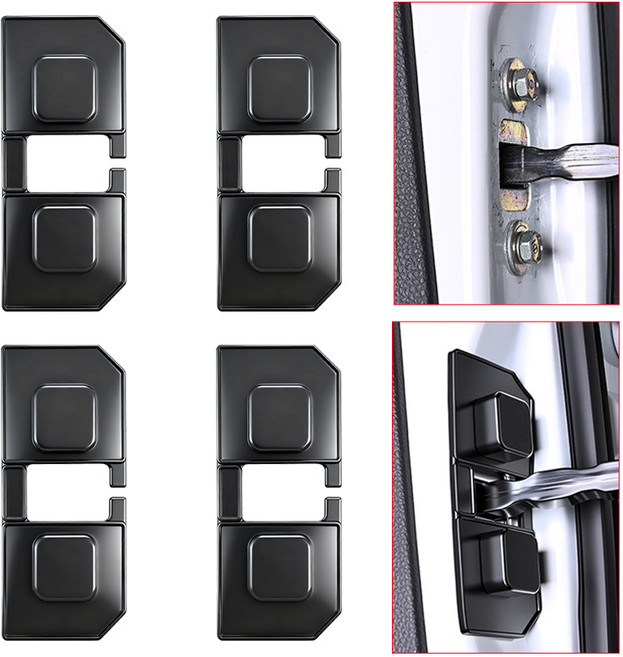 SEAMETAL 충격흡수 자동차 도어 리미터 보호패드 실리콘 쿠션 4p 세트, 블랙, 1세트