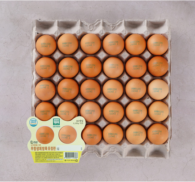 난각번호1번 무항생제인증 방사 유정란 30구 1판 (New 1), 1개