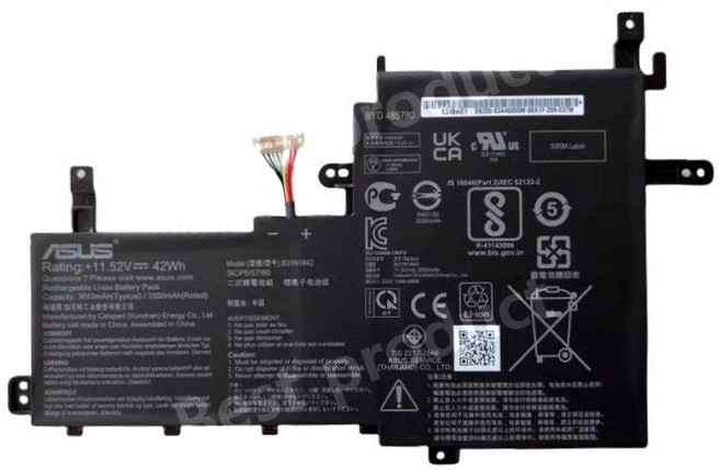 B31N1842 42WH 노트북 배터리 ASUS VivoBook 15 F513EA K513E KM513UA M513IA S513EA S531F S533UA X513EA X531FA, 1개, 검은색 모든 배터리 모델은 B31N1842입니다.