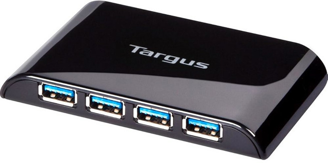 [포르르] Targus 4포트 USB 2.0 허브 검은색 - PC 및 Mac과 호환 세련되고 여행 친화적인(ACH114US)