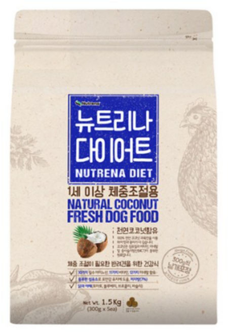 뉴트리나 어덜트 곡물 다이어트 애견사료, 닭, 1.5kg, 3개