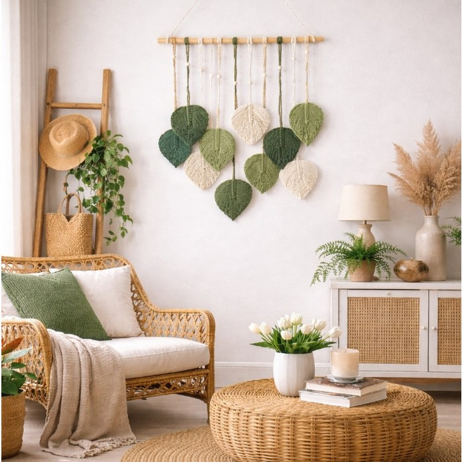 마크라메 벽걸이 장식 소품 북유렵풍 인테리어, 그린