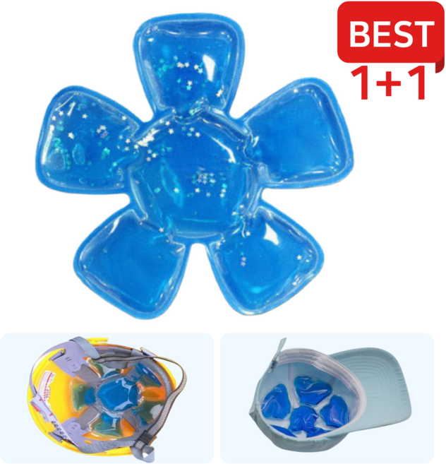 서코린 헬멧 시원한 쿨팩 모자아이스팩 쿨링 모자쿨패드 머리아이스팩 안전모아이스팩 냉찜질 동남아 여행 +, 2개, 쿨파랑