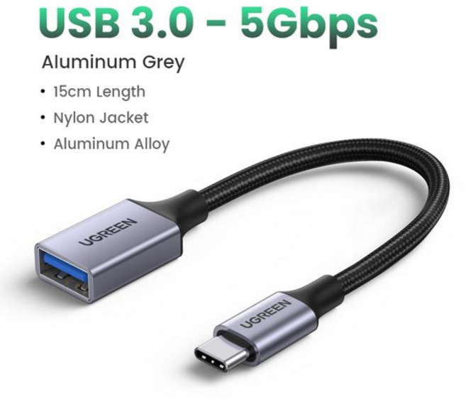 Ugreen-USB C 어댑터 유형 c-usb 3.0 어댑터 썬더볼트 3 타입-C 어댑터 OTG 케이블 맥북 프로 에어 삼성 S10 S9 USB OTG, 4)USB 3.0 Metal Grey, 1개