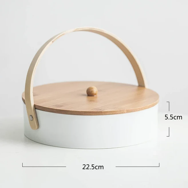 과일 스낵 플래터 북유럽 스타일 현대 거실 홈 도자기 라운드 바구니 커버 프레임 건조 접시, 06 L With cover