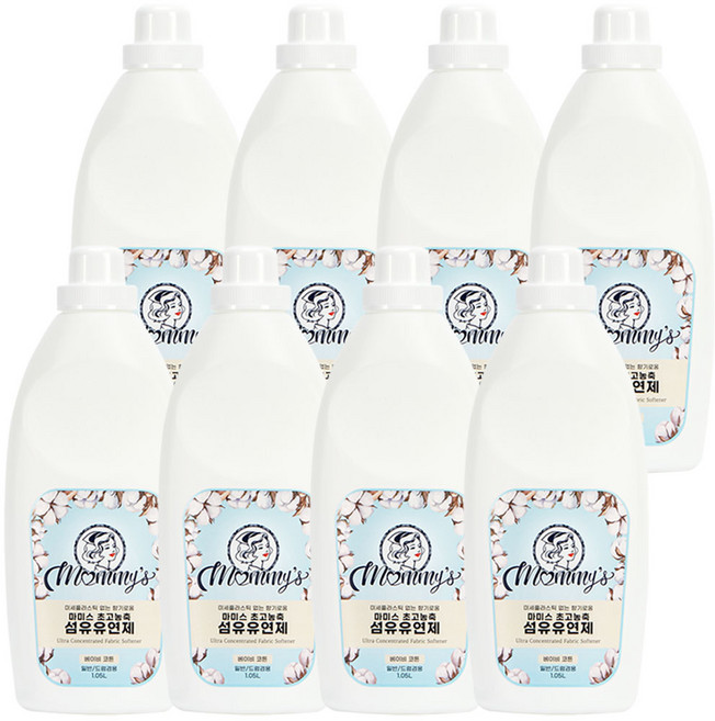 마미스 초고농축 섬유유연제 베이비코튼향, 1.05L, 8개