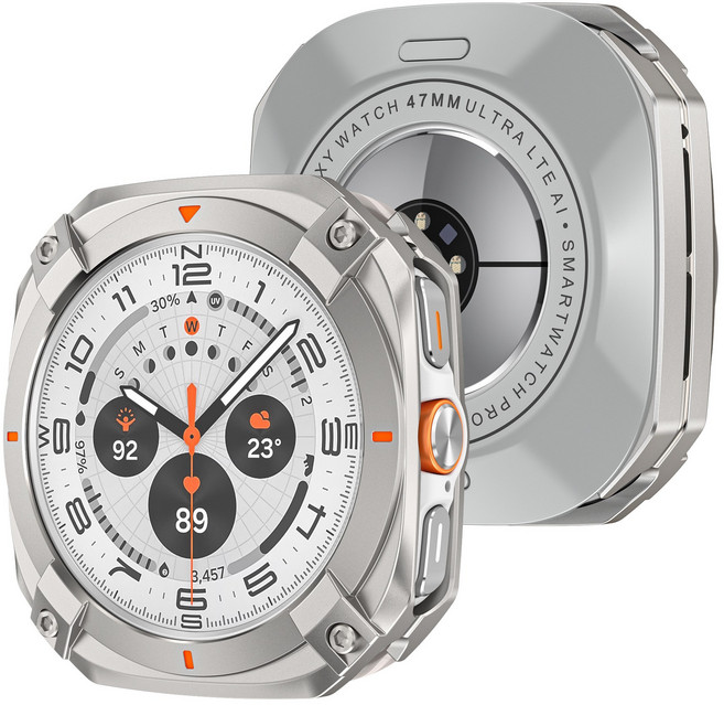 갤럭시 워치 7 Ultra 호환 아연 합금 풀커버 케이스 메탈 범퍼 스마트워치 케이스 360도 방충돌 내진 전방위 보호, 47MM, 티타늄 오렌지 오일