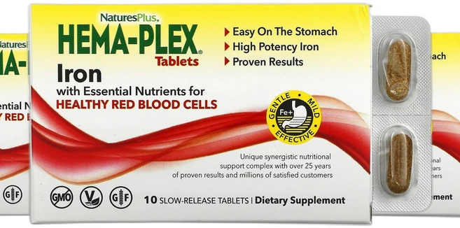 네이쳐스플러스 헤마-플렉스 건강한 적혈구를 위한 필수 영양소가 함유된 철분 10 지연 방출 정제, 3개, 10정 - 쿠팡
