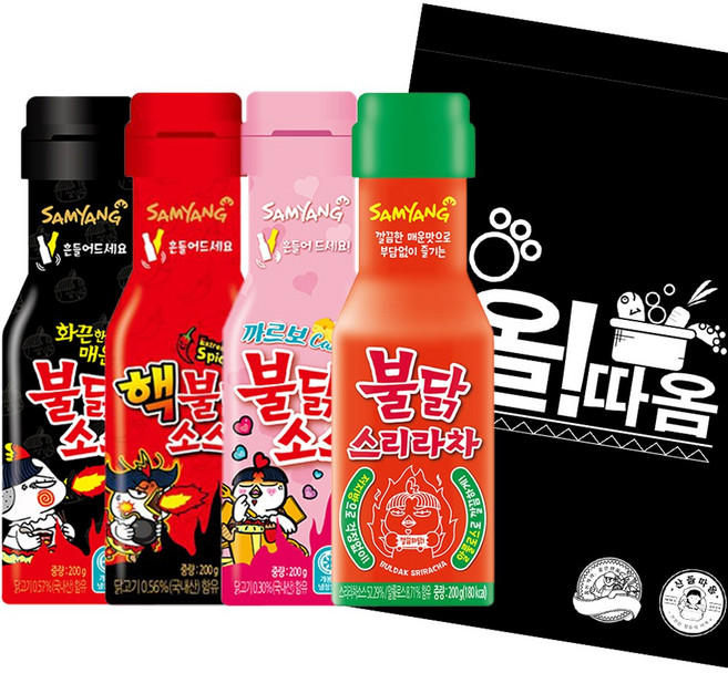 올따옴기획 삼양소스200g 불닭+핵불닭+까르보+스리리차x1개씩, 1세트, 200g