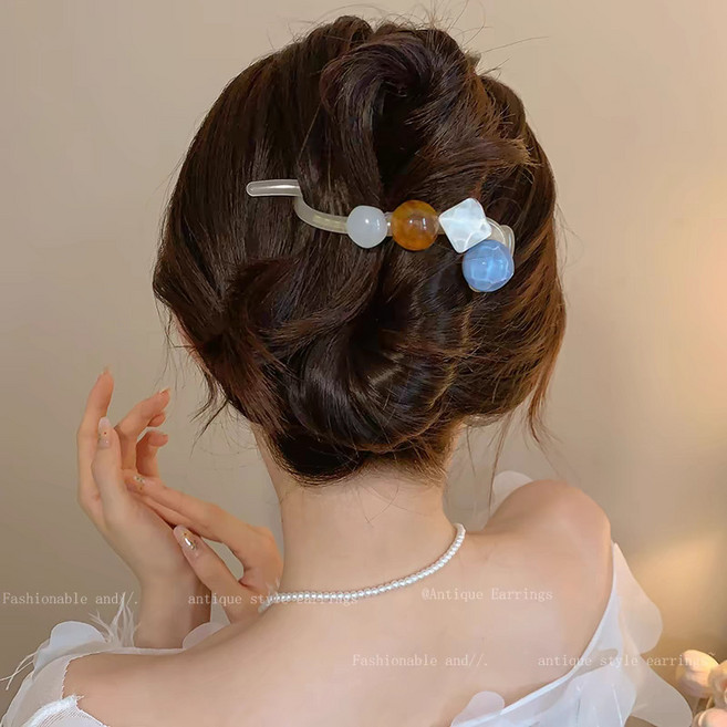 YIEUN 11cm트위스트헤어핀 올림머리 반묶음머리 포니테일 일자핀 헤어핀