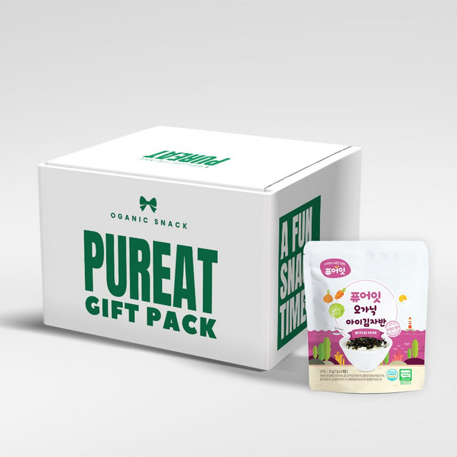 [선물세트] 퓨어잇 오가닉 아이김자반 7팩세트 선물용 간식박스, 147g, 1세트, 선물세트[오가닉 아이김자반 7팩]