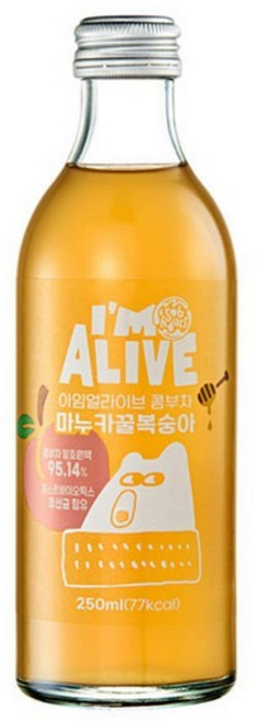 아임얼라이브 유기농 콤푸차 곰부차 다이어트 음료 콤부차 마누카꿀 복숭아 250mlx4병, 250ml, 1개