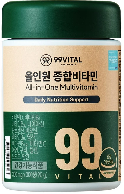 99바이탈 올인원 종합비타민, 1개, 300정 - 쿠팡