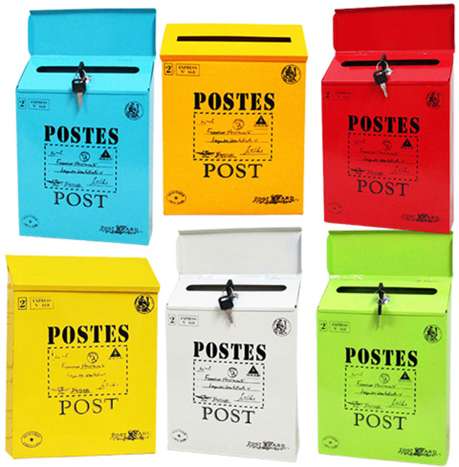 철제 우편함 전원주택우체통 인테리어소품 벽걸이우체통 예쁜우편함 건의함 소원수리함, 화이트