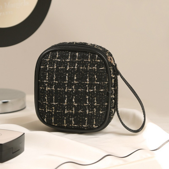 주누픽 트위드 소형 미니 립스틱 파우치 다용도 생리대 화장품 여행용 사무용