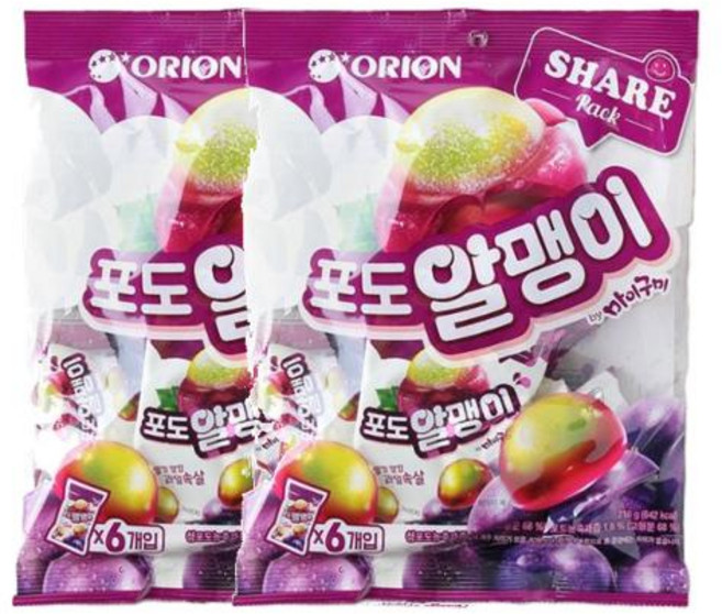 포도알맹이 오리온, 216g, 6개