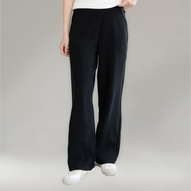 제제룩 여성 검정 일자 밴딩 슬랙스 스판 바지 와이드 팬츠