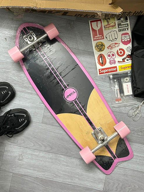 32吋 專業免踩陸地衝浪板 滑板 刷街初學者 練習板, 如圖所示, 1個