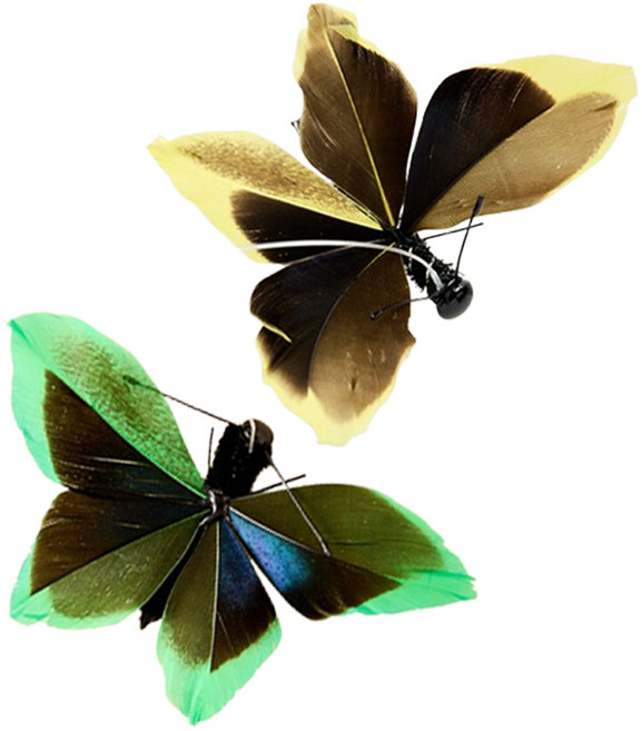 코모리빙 고양이 낚시대 리필 장난감 나비 2개세트, 2개, 연두+노랑