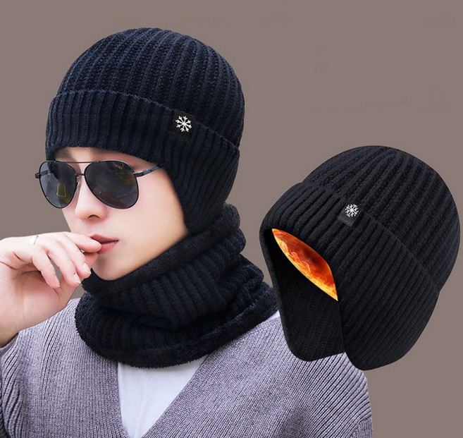 따숨나눔 남여공용 골프 등산 겨울 방한 귀마개 모자 목도리 세트