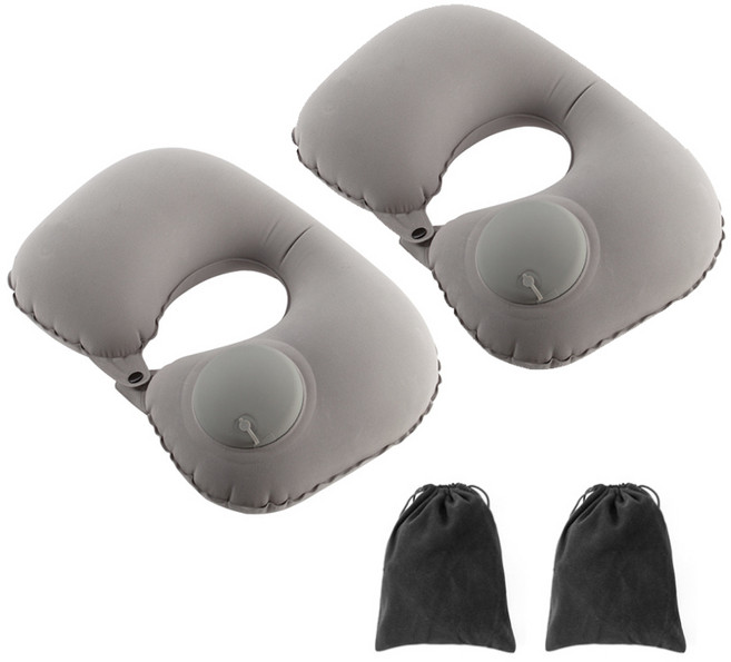 디모어 여행용 비행기 차량용 에어 베개 목쿠션 2개+파우치2개
