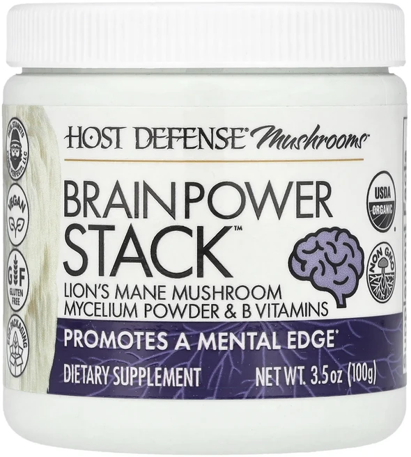 새해 건강을 선물하세요 Host Defense Mushrooms™ Brain Power Stack™ 100g(3.5oz) 특별관리진행, HostDefenseMushroomsBrainPower, 100g, 1개 - 쿠팡