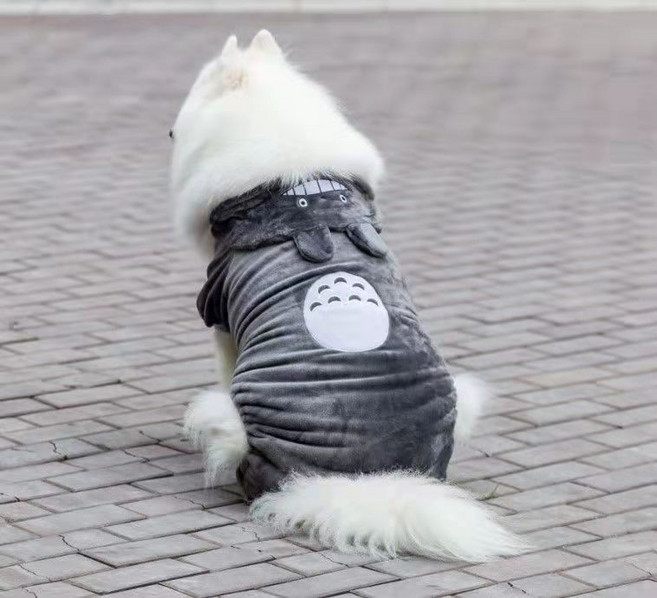 대형견 의류 가을 겨울 신년 골든 리트리버 겨울 사모예드 중형견 대형견 겨울 래브라도, 회색 친칠라 네발 니트 상의