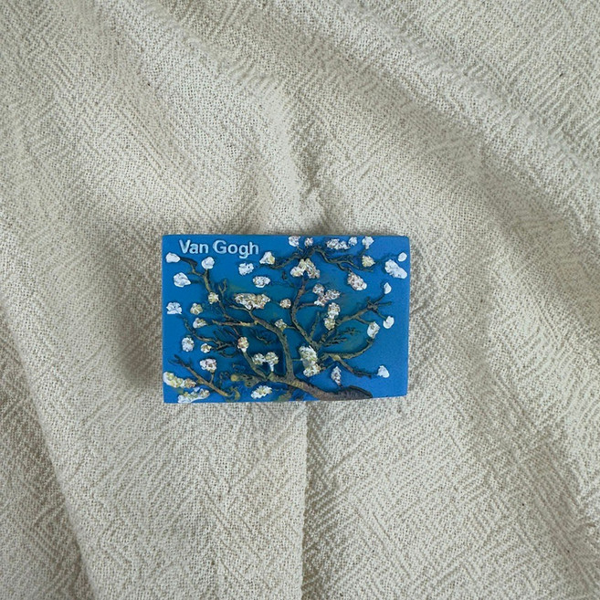 梵高 冰箱磁鐵 立體浮雕工藝 藝術收藏 居家小物, N/A, 杏花樹