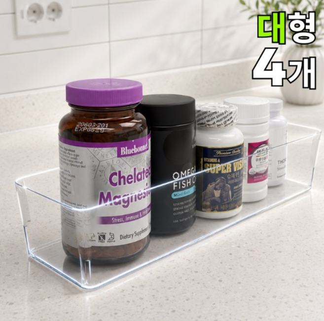 루벤하임 다용도 투명 수납 정리함, 4개, 대형