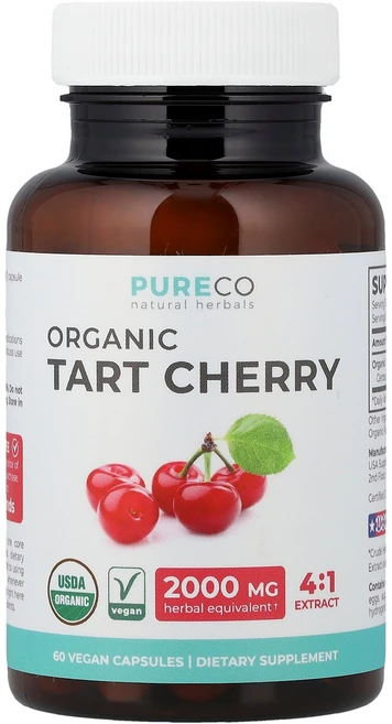 Pure Co. 유기농 타트체리 베지 캡슐 60정(캡슐 1정당 500mg) Co. (퓨어 코.), 1개, 60정 - 쿠팡