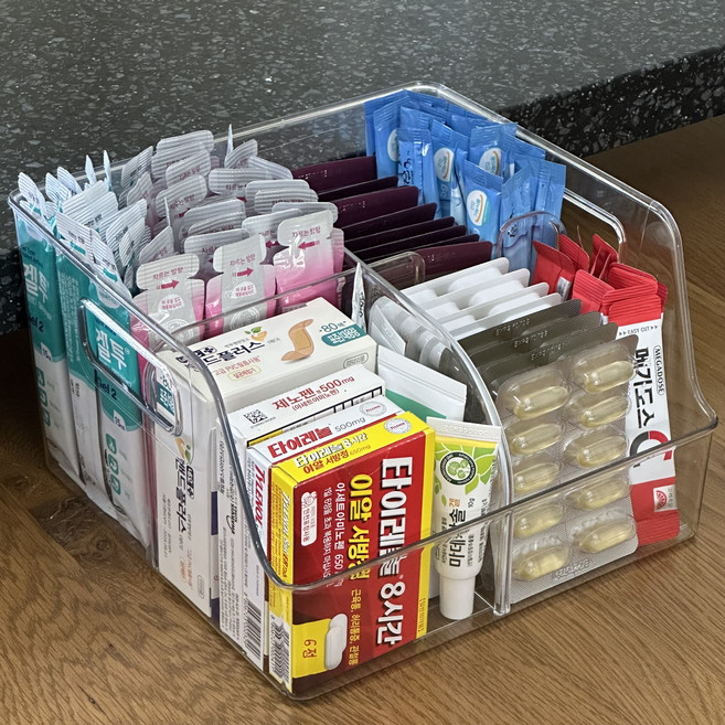 아윤 한눈에 쏙 식탁 위 칸막이 약 정리함 M, 1개