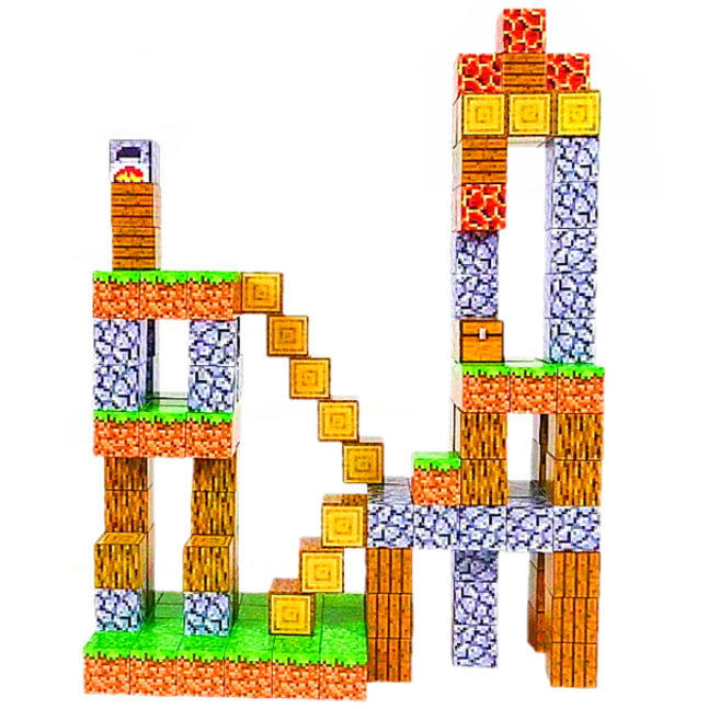 마인크래프트 블럭 자석블록 퍼즐 장난감 유아교구 자석놀이 세트 어린이 창의력 오늘출발, 1세트, 최후의망루 144 PCS (랜덤 피규어 4개 증정)